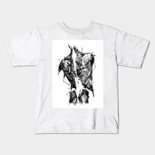 Human Back With Muscles Black and White Anatomy Gift Kids T-Shirt